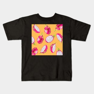 Dragon Fruit Pattern Light Orange - Summer Fruits Kids T-Shirt